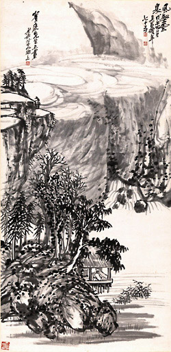 額縁 美術品 水墨画 飾り 山水絵 日本画 中国画 伝統芸術 真作 原作 アルミ